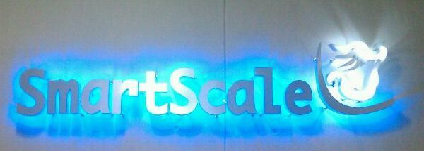 smartscale Letras 3d en aluminio cepillado plata con luz leds azul