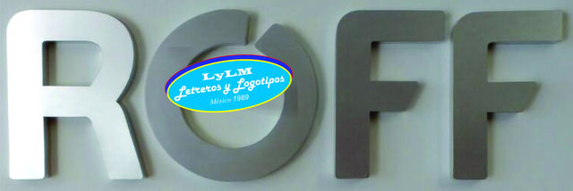 ROFF Letras 3d en aluminio cepillado plata